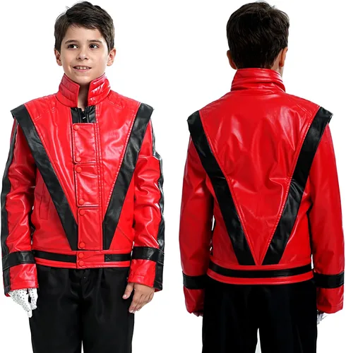 Vista 2 de Chaqueta de cuero rojo y negro abrigo de la PU de Cosplay