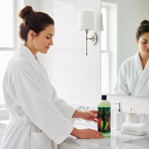 Vista 3 de Acondicionador de Chile con Romero, Acondicionador para prevenir la caída del cabello con extractos naturales, 960 ml, Botella 1 paquete