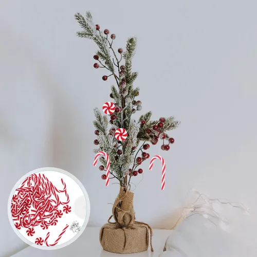 Vista 2 de Decoraciones de Navidad Bastón de caramelo Decoraciones de árbol de Navidad: muleta de bastón de caramelo de Navidad, piruleta falsa de caramelo