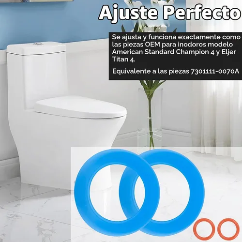 Vista 7 de Sello de válvula de descarga para inodoros American Standard y Eljer, material de silicona mejorado 7301111-0070A repuesto de piezas de inodoro