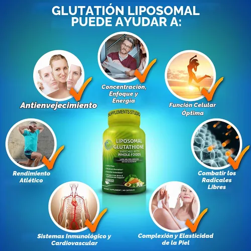 Vista 7 de Suplemento liposomal glutatión 500mg L-glutatión reducido activo