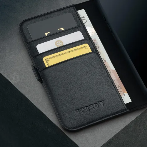 Vista 4 de TORRO Funda de cuero compatible con iPhone 17e y iPhone 16e (6.1 pulgadas 2026/2025) - Funda de cuero premium tipo cartera con soporte y ranuras