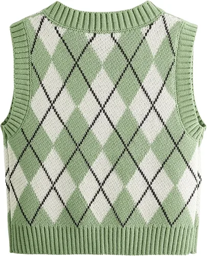 Vista 2 de SweatyRocks Chaleco corto de punto con cuello en V para mujer