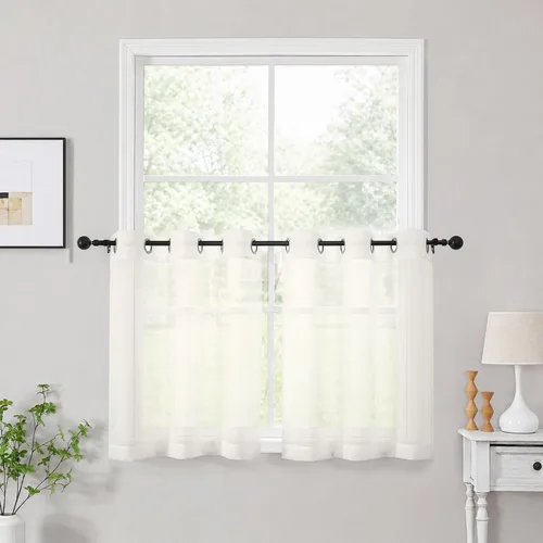 Vista 17 de OWENIE Cenefa transparente con ojales negros para ventanas, 2 paneles de 52