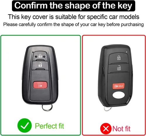 Vista 2 de Funda para llavero para Toyota Corolla Hatchback RAV4 XLE Prius de 3 botones 2019-2022, color rosa negro