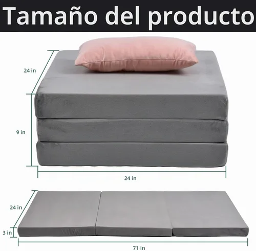 Vista 7 de Colchón plegable, colchón de espuma viscoelástica triple con funda plegable y lavable, camping, cama de invitados plegable, tapete de viaje