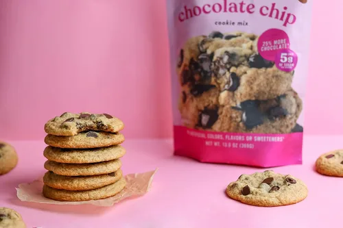 Vista 4 de Miss Jones Baking Mezcla de galletas con chispas de chocolate sin gluten, más chispas de chocolate, 50% menos azúcar, postres y golosinas endulzados