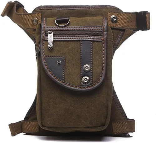 Vista 20 de Canvas Drop Leg Bag Outdoor Waist Pack for Men Women Tactical Military Motorcycle Bike Cycling Multi-Pocket Waist Fanny Pouch Travel Hiking Climbing