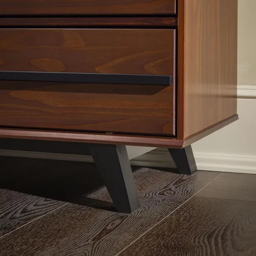 Vista 8 de Walker Edison Malhia Cómoda minimalista contemporánea de madera maciza con 6 cajones, 60 pulgadas, nogal