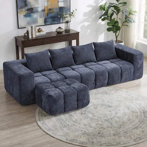 Vista 27 de Sofá de dos plazas seccional modular sin armazón de 78.7 pulgadas, sofá nube capitoné con asiento profundo, sofá de chenilla para sala de estar