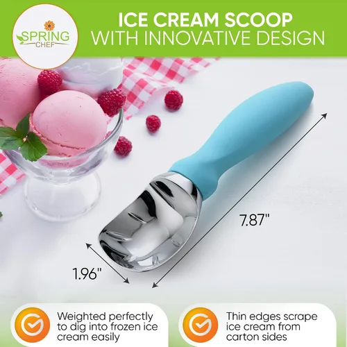Vista 2 de Spring Chef - Cuchara para helado con mango suave, profesional, fuerte y resistente, utensilio de cocina de primera calidad para masa de galletas