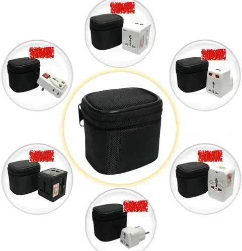 Vista 8 de Paquete de 2 adaptadores de viaje universales de repuesto, bolsa de almacenamiento para adaptador de corriente internacional en todo el mundo