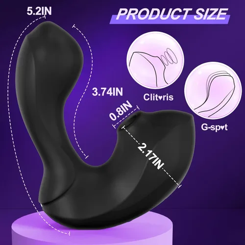 Vista 6 de Juguetes sexuales de succión con vibrador para adultos, vibradores de succión de rosa de doble estimulación con 9 modos de vibración y succión