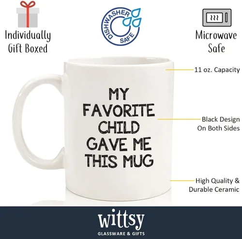 Vista 2 de My Favorite Child Gave Me This Funny Coffee Mug – Regalos para mamá y papá – Regalo de cumpleaños para mamá o papá de parte de hija, hijo, niños