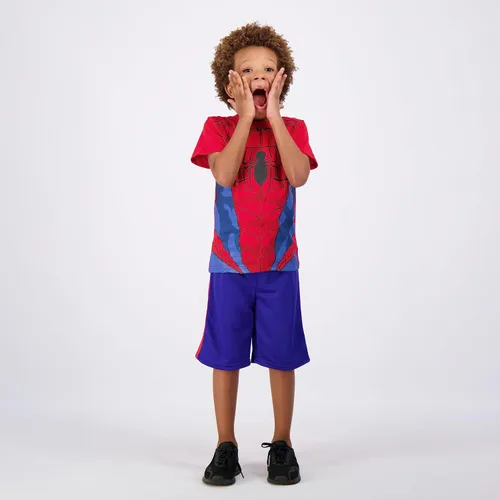 Vista 9 de Marvel Avengers Spider-Man - Conjunto de camiseta y pantalón corto para niños pequeños - AzulRojo