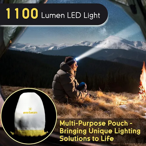 Vista 3 de Everbeam Linterna frontal H7 – Batería recargable LED resistente al agua con 28 horas de tiempo de funcionamiento – Salida de 1100 lúmenes