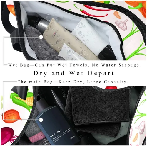 Vista 4 de AISSO Duffel Bag for Women Men Healthy Vegetables Sports Gym Tote Bag Weekend Overnight Travel Bag Outdoor Luggage Handbag