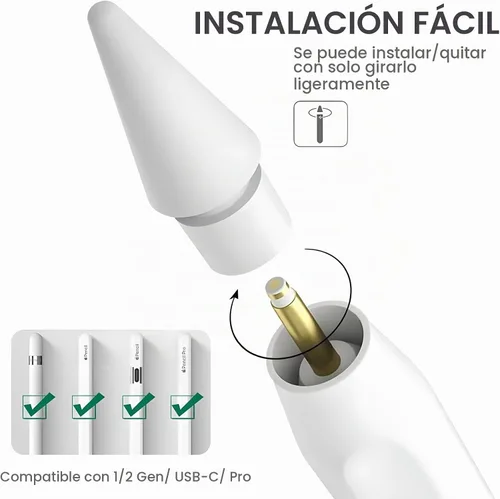Vista 2 de Puntas de repuesto para Apple Pencil de 1ª generación, 2ª generación, lápiz Pro/USB-C, puntas de iPencil mejoradas, 2 piezas
