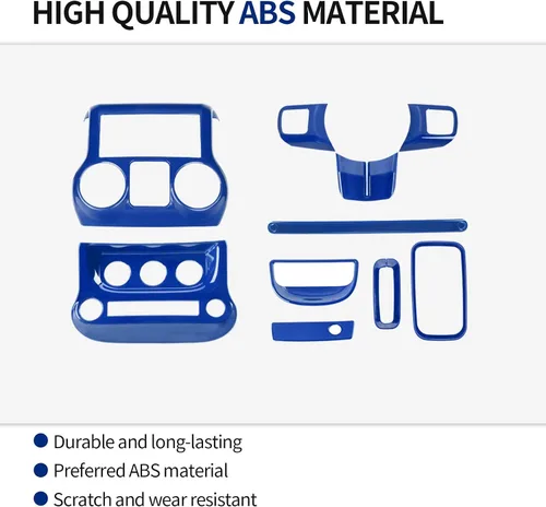 Vista 3 de RT-TCZ para Jeep JK Kit de Adornos Interiores Azul, Adorno de Panel de Tablero de Consola Central para Jeep Wrangler JK JKU 2011-2017 Accesorios