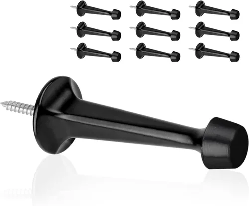 Vista 20 de Paquete de 2 topes rígidos sólidos para puerta, protectores de pared resistentes con puntas de goma suave, color negro