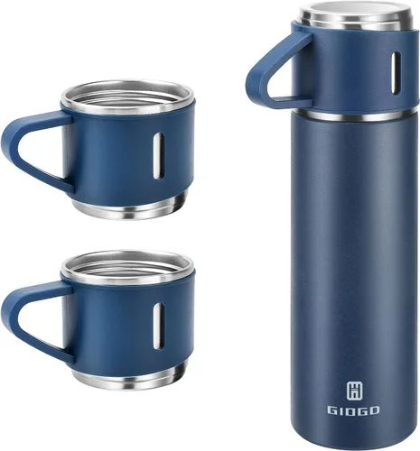 Vista 18 de Termo de acero inoxidable 500ml/16.9oz botella aislada al vacío con taza para café, bebidas calientes y bebidas frías, cantimplora de agua.