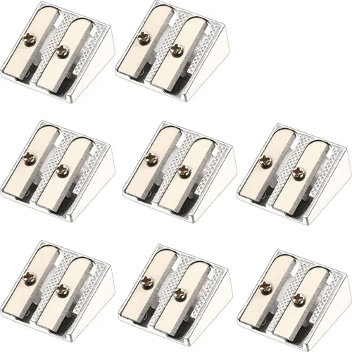 Vista 2 de TecUnite Paquete de 36 sacapuntas de metal, 2 agujeros, sacapuntas manuales a granel para niños, sacapuntas de mano de aleación de aluminio