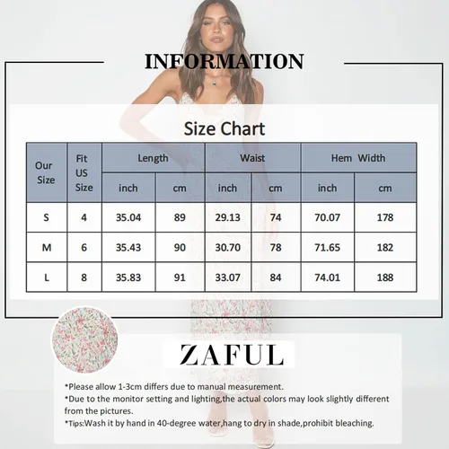 Vista 6 de ZAFUL Vestido largo de verano con tirantes delgados para mujer, diseño floral, con nudo frontal, sexy, cuello en V, sin espalda, para vacaciones