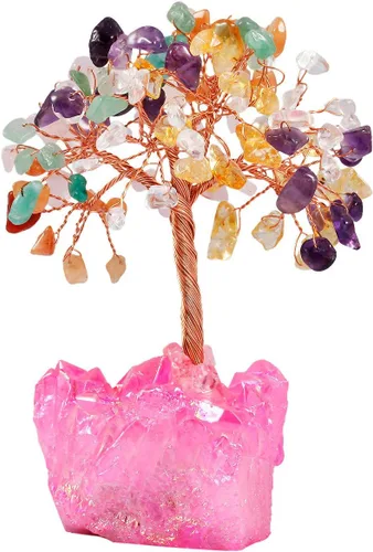 Vista 11 de Mookaitedecor - Árbol de cristal con base de cuarzo, bonsái para la riqueza y buena suerte Árbol bonsái, árbol de dinero para la suerte
