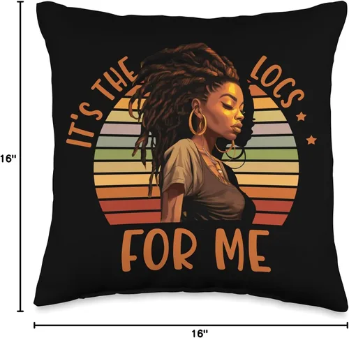 Vista 4 de Locs Afro Dreadlocks Love Natural Beauty Hair It's the Locs for Me Afro Hair - Almohada negra americana africana, 16 x 16 pulgadas, multicolor