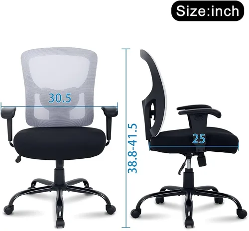 Vista 2 de Silla de oficina grande y alta, resistente, 400 libras, silla de escritorio para computadora con soporte lumbar, ergonómica, respaldo alto, silla