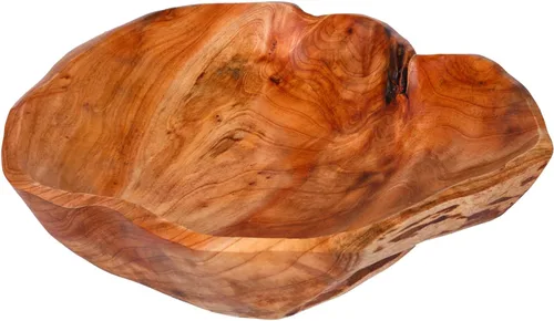 Vista 9 de Cuenco de madera para decoración, cuenco de fruta tallada de madera maciza de forma natural, cuenco de madera decorativo para centro de mesa