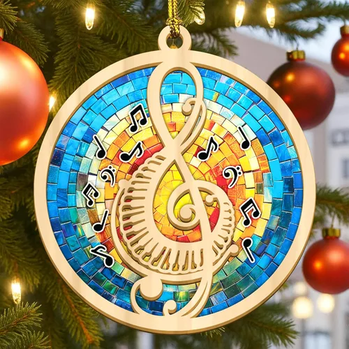 Vista 7 de Adorno de guitarra plana 2D para árbol de Navidad, árbol de guitarra, adornos de música, para guitarristas, regalos para amantes de la música