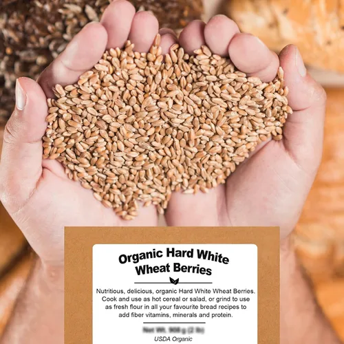 Vista 5 de Bayas de trigo blanco duro orgánico 5.8 lb - Granos integrales de dieta blanco (Hard White)