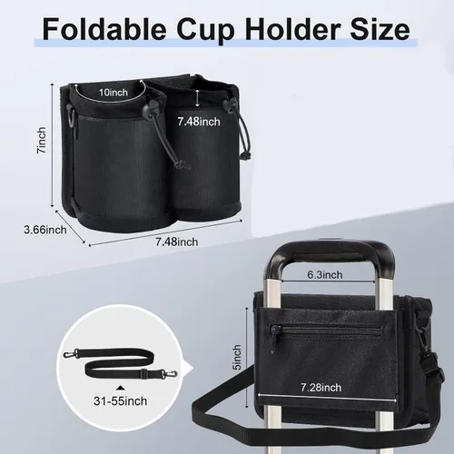 Vista 3 de Portavasos de equipaje Travel Essentials, negro, (Black With Shoulder Strap)