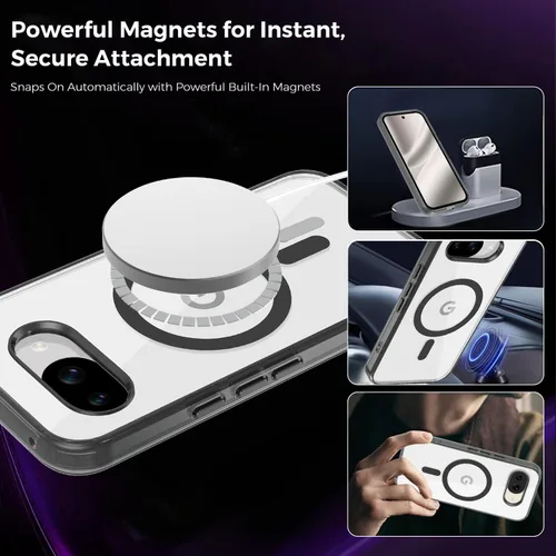 Vista 3 de Funda magnética transparente para Google Pixel 10A de 6.3 pulgadas, antiamarilleo, compatible con MagSafe a prueba de golpes, delgada, para Pixel