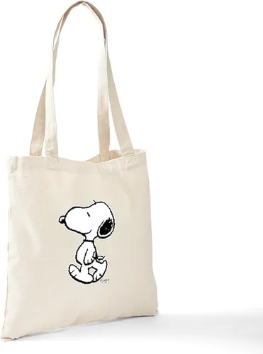 Vista 6 de CafePress Peanuts Snoopy - Bolsa reutilizable de lona color beige natural