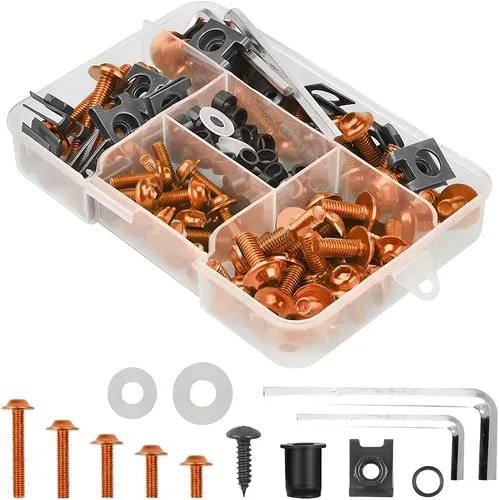 Vista 8 de Kit de pernos de carenado de motocicleta, 177 piezas M5 M6, tornillos para parabrisas de motocicleta, kit de cierres de pernos de carenado de Negro