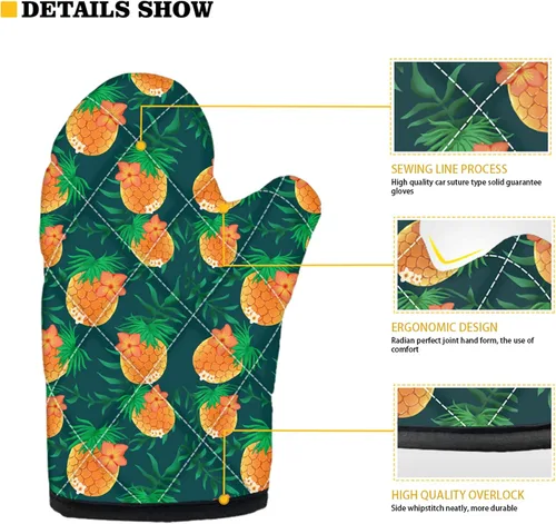 Vista 3 de UNICEU Juego de 4 manoplas de horno personalizadas y soportes para ollas, decoración de cocina, guantes protectores personalizados para hornear