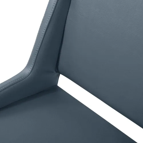 Vista 9 de ZURI Silla de comedor moderna Fiore en cuero sintético azul medianoche y cromo