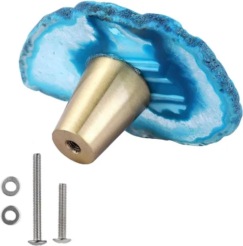 Vista 6 de rockcloud Paquete de 4 tiradores de puerta de armario de ágata azul, 10 piezas multicolor de ágata