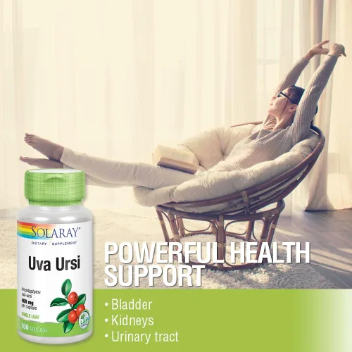 Vista 4 de SOLARAY Uva Ursi Leaf 460 mg Apoyo saludable para la función de la vejiga, los riñones y el tracto urinario Sin OMG 100