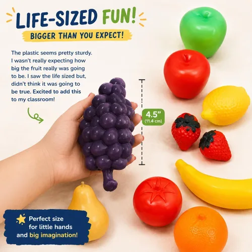 Vista 2 de Bolsa de frutas a tamaño real, set de juego para niños, de Liberty Imports