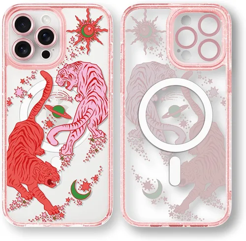 Vista 86 de Compatible para iPhone 13 Funda Bonita Estética - Funda para Teléfono Rosa con Purpurina con Protector de Cámara - Diseño de Cubierta