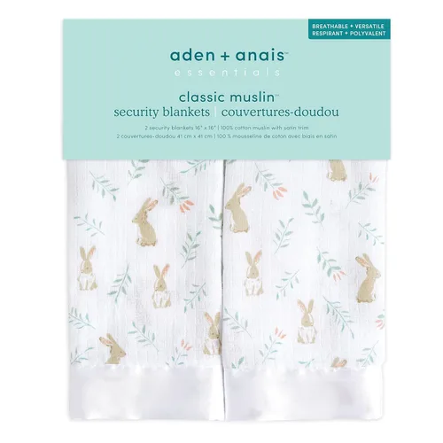 Vista 2 de aden + anais Essentials Issie - Mantas de seguridad, 100 % muselina de algodón supersuave, paquete de 2, conejitos ruborizados