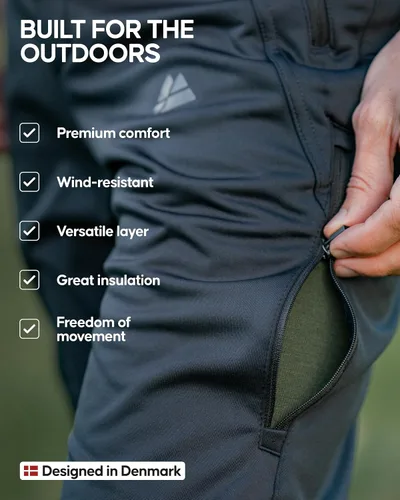 Vista 3 de DANISH ENDURANCE Pantalones de senderismo Softshell para hombre, repelente al agua, forro polar