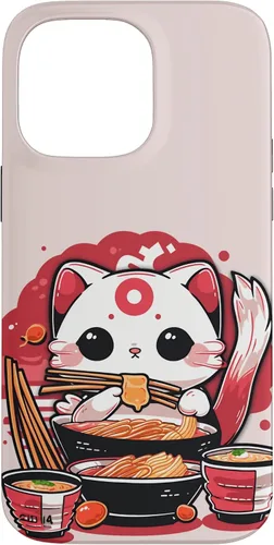 Vista 21 de iPhone 16 Japanese Cat Eating Ramen Cute Kawaii Cat Case