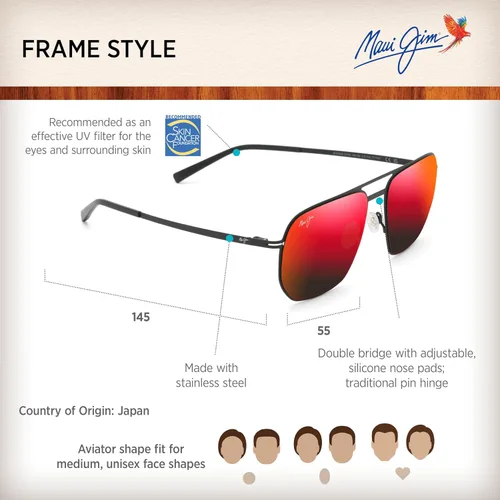 Vista 6 de Maui Jim Gafas de sol cuadradas Sharks Cove