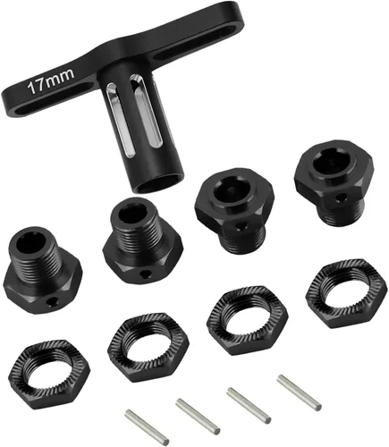 Vista 7 de Tuercas de rueda de aluminio de 0.669 in, bujes hexagonales de rueda y llave de rueda para 1/10 Kraton 4X4 4S V2 BLX, Outcast 4X4 4S V2 BLX Rojo - 1