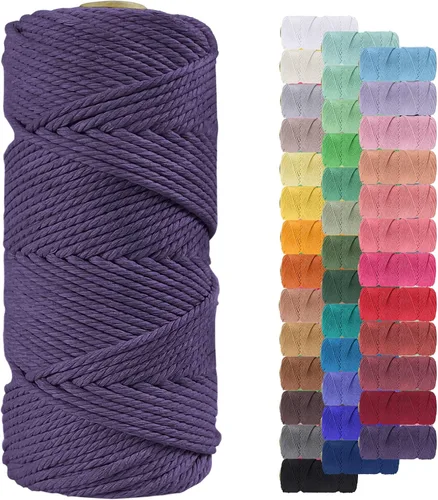Vista 82 de Cordón de macramé de 0.079 pulgadas, cuerda de algodón natural de 109 yardas, hilo de cuerda de macramé para manualidades, ganchos de pared