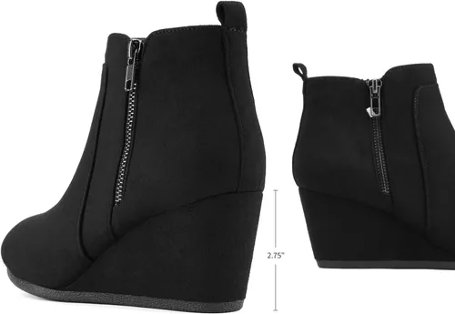 Vista 3 de DREAM PAIRS Botines de cuña baja de gamuza para mujer